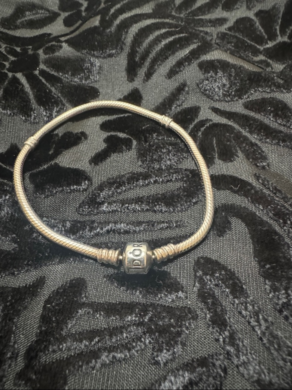 Pandora Silver Tone Snake Chain Charm Bracelet - Silver